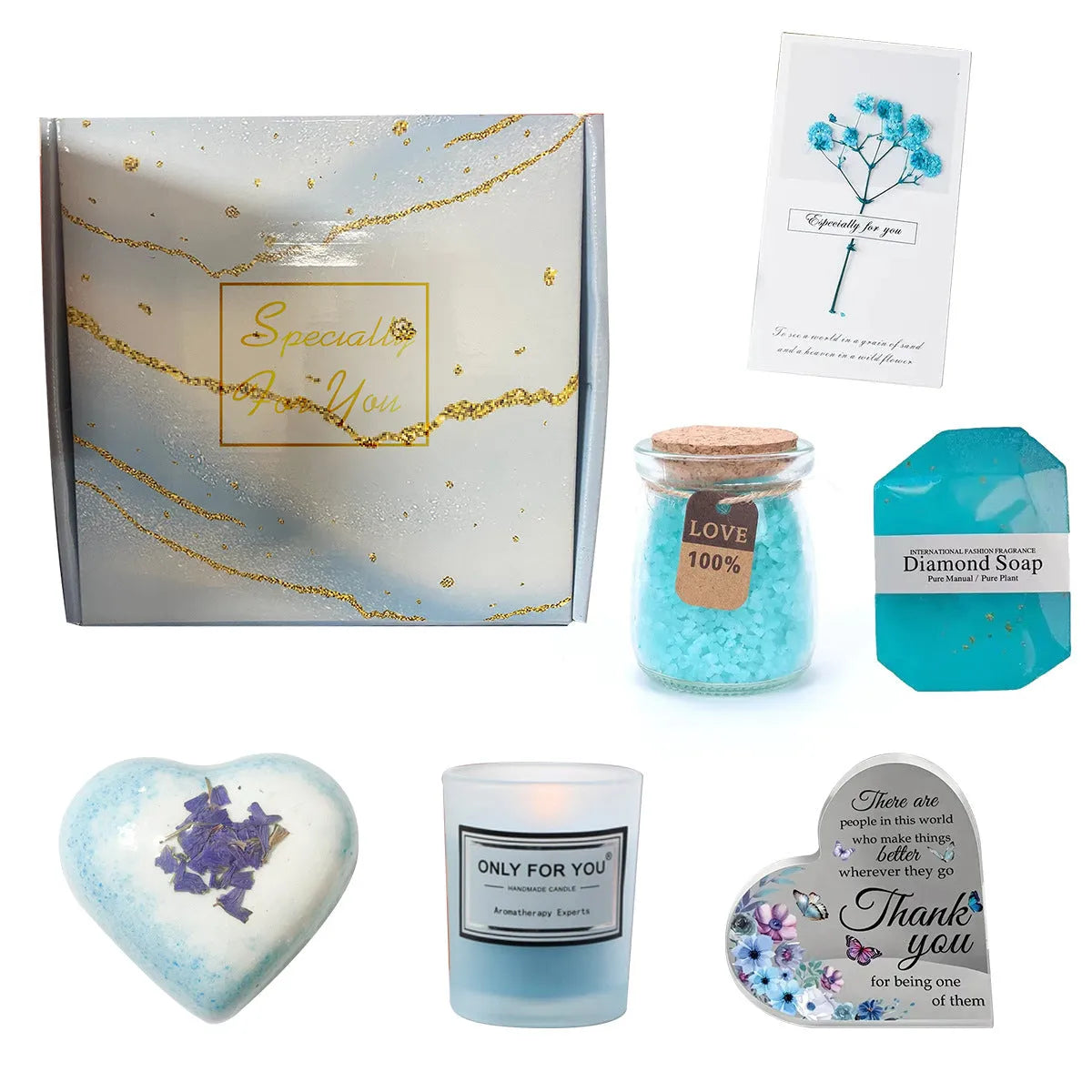 Soy wax aromatherapy candle bath set gift box in modern simplicity style with multiple colour suit options.