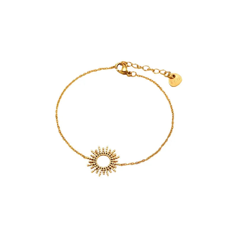 Sunflower series women's necklace and bracelet set with 14K gold plating on stainless steel