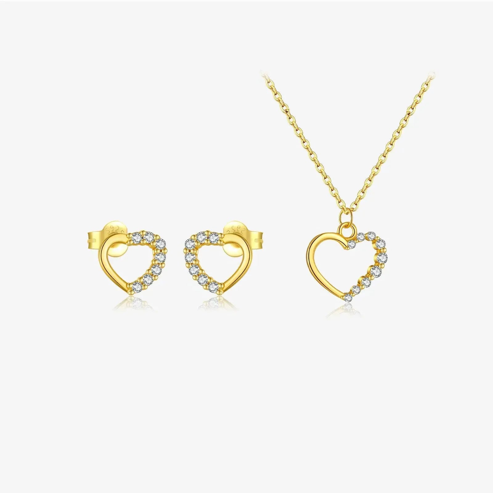 S925 sterling silver hollow heart necklace with circle detailing on regular chain