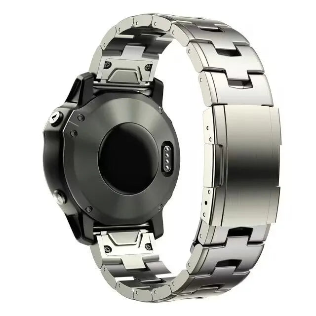 Garmin Jiaming Fenix compatible watch strap in black, shown with 22mm lug width