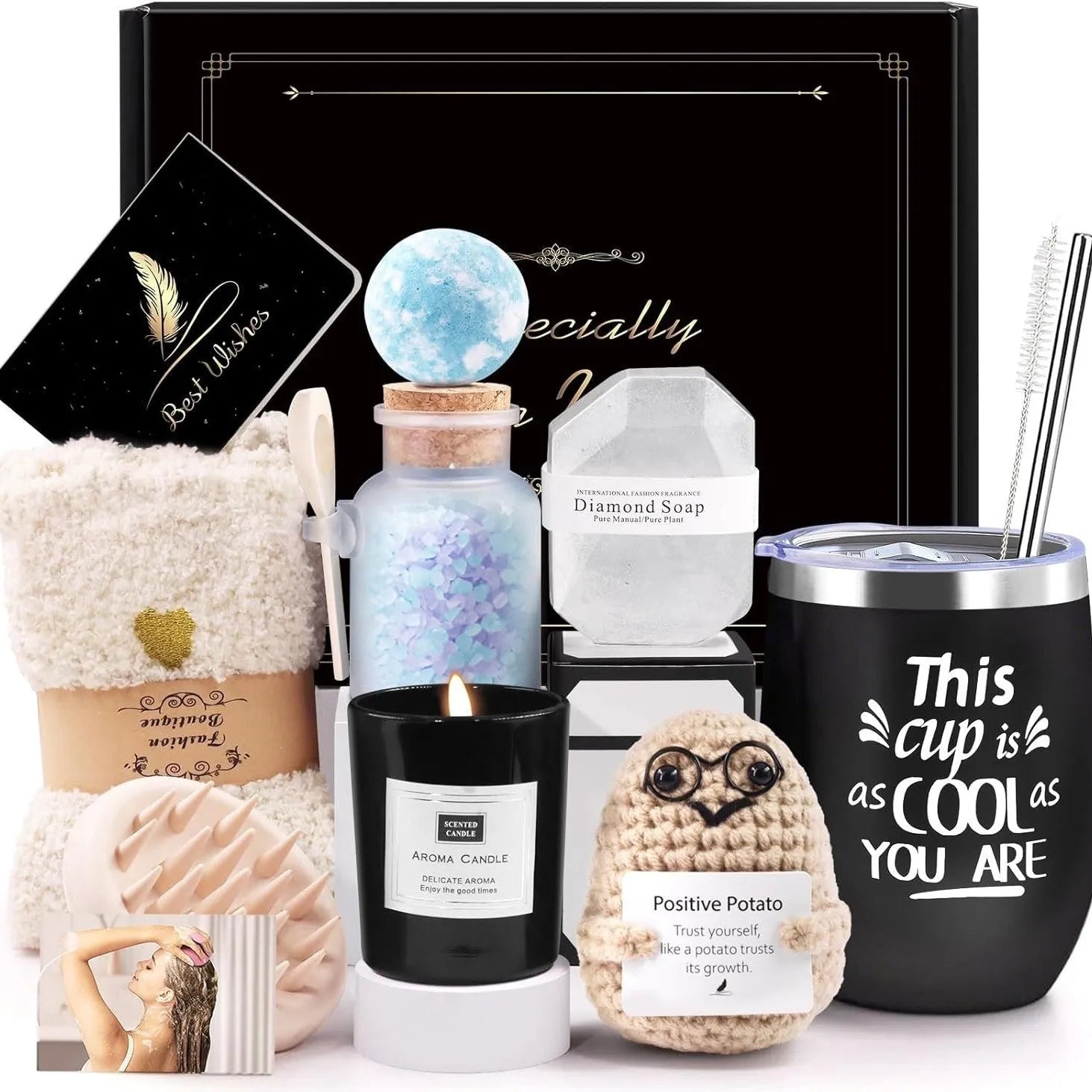 Soy wax aromatherapy candle bath set gift box in modern simplicity style with multiple colour suit options.