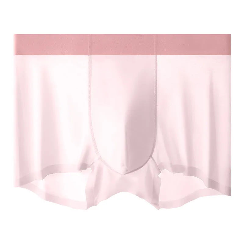Men's bean green Ice Silk shorts with mid-waist fit and seamless design on a neutral background.