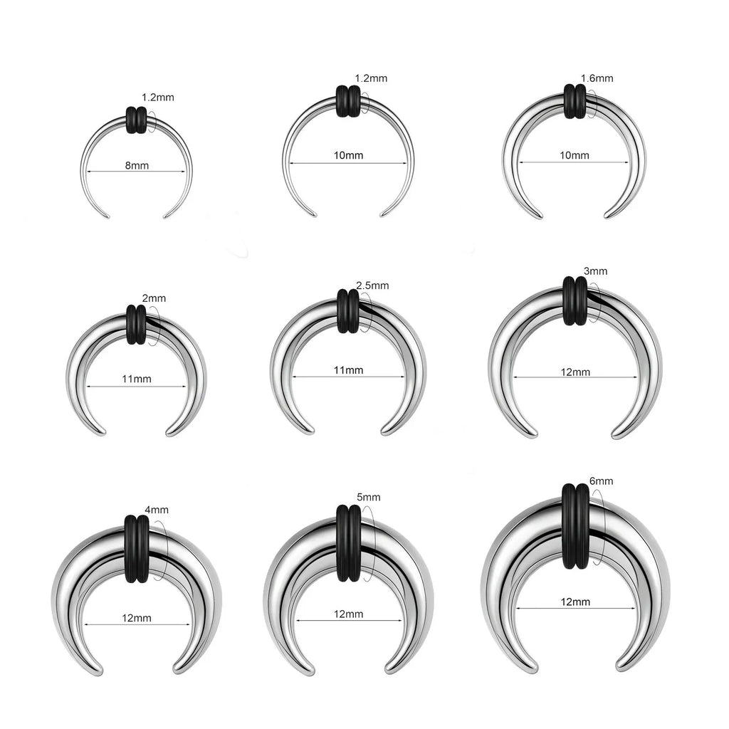 316 stainless steel C-shaped nose ring with buffalo horn design in black or steel colour.