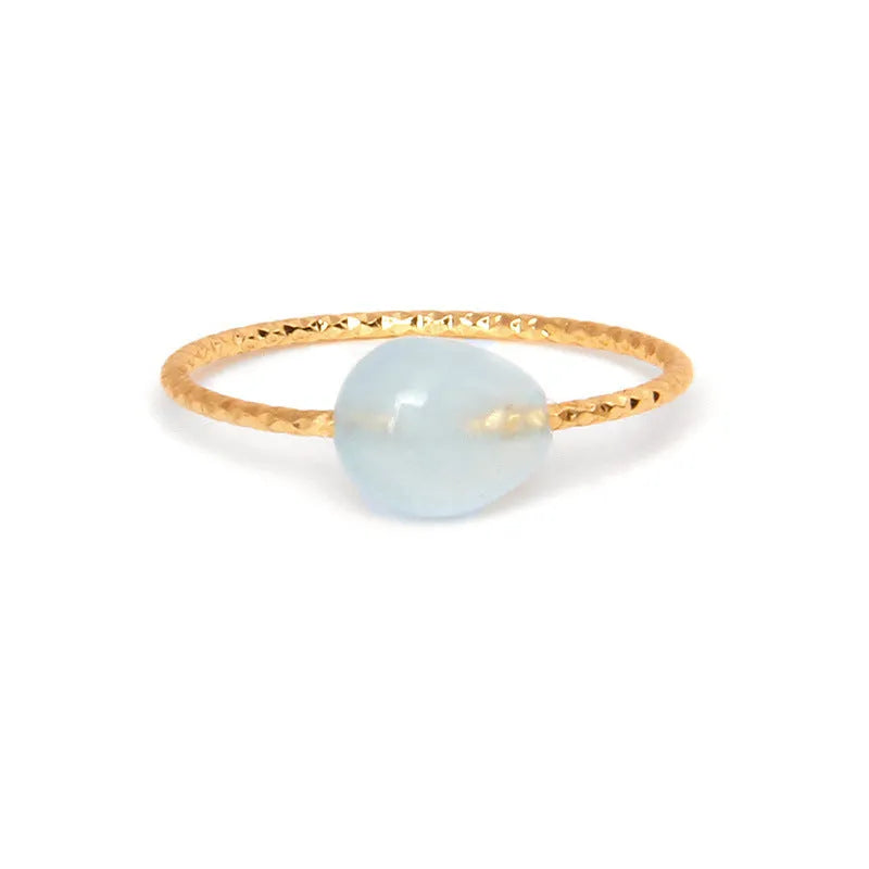 Geometric agate ring with polished cabochon stones in original niche design for women