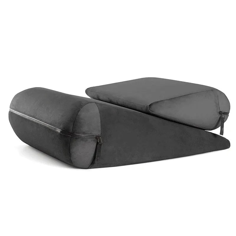 High density sponge triangle wedge pillow with embroidery detail in choice of five colours.