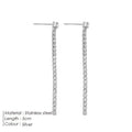 Women's geometric zircon earrings with Chinese style linear elements in gold or steel colour
