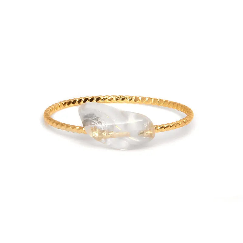Geometric agate ring with polished cabochon stones in original niche design for women
