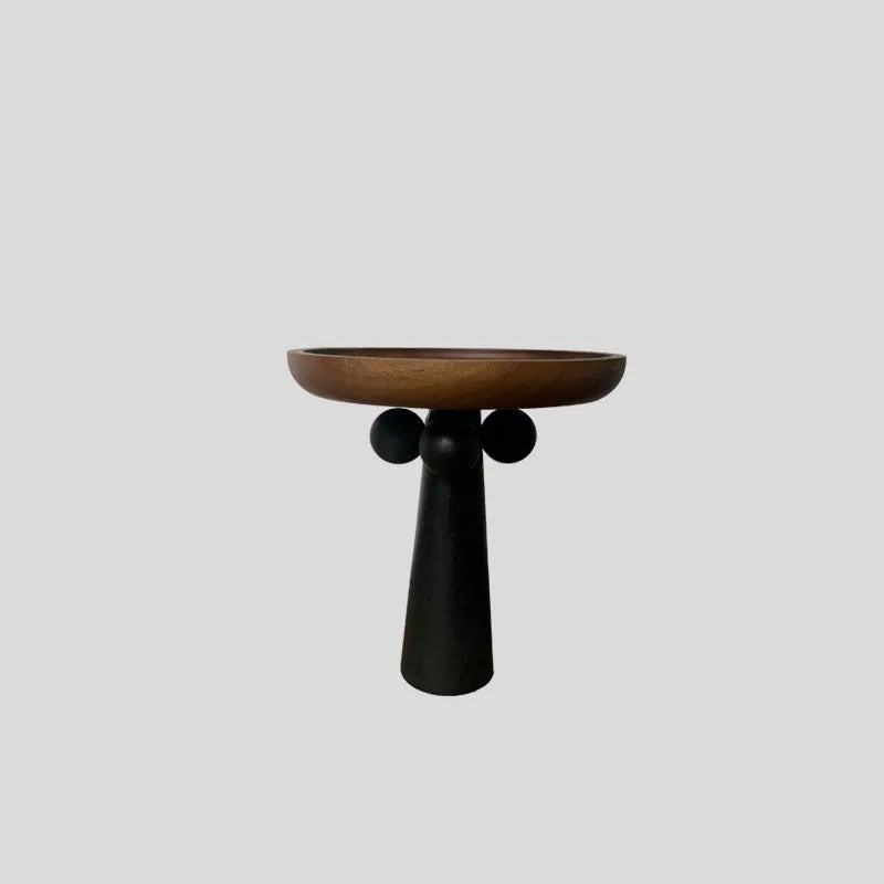 Nordic style round wooden tray with high legs for candle and aromatherapy display