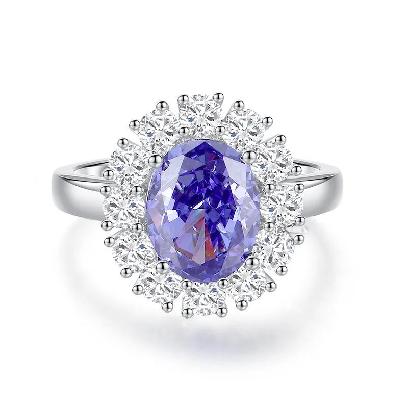 925 sterling silver heart ring with a faceted ice flower cut zircon stone.