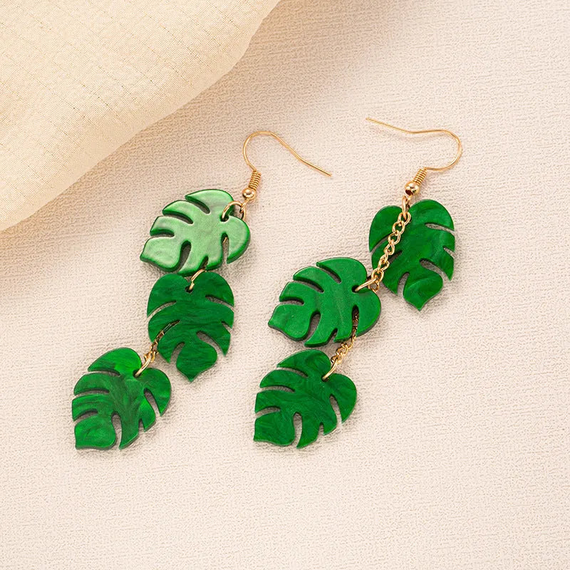 Acrylic coconut artocarpus heterophyllus drop earrings with alloy hooks in five style variations