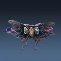 Purple colour-changing butterfly necklace with rhinestone decoration on alloy pendant