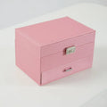 European style PU leather jewellery storage box in black, pink, rose gold or beige