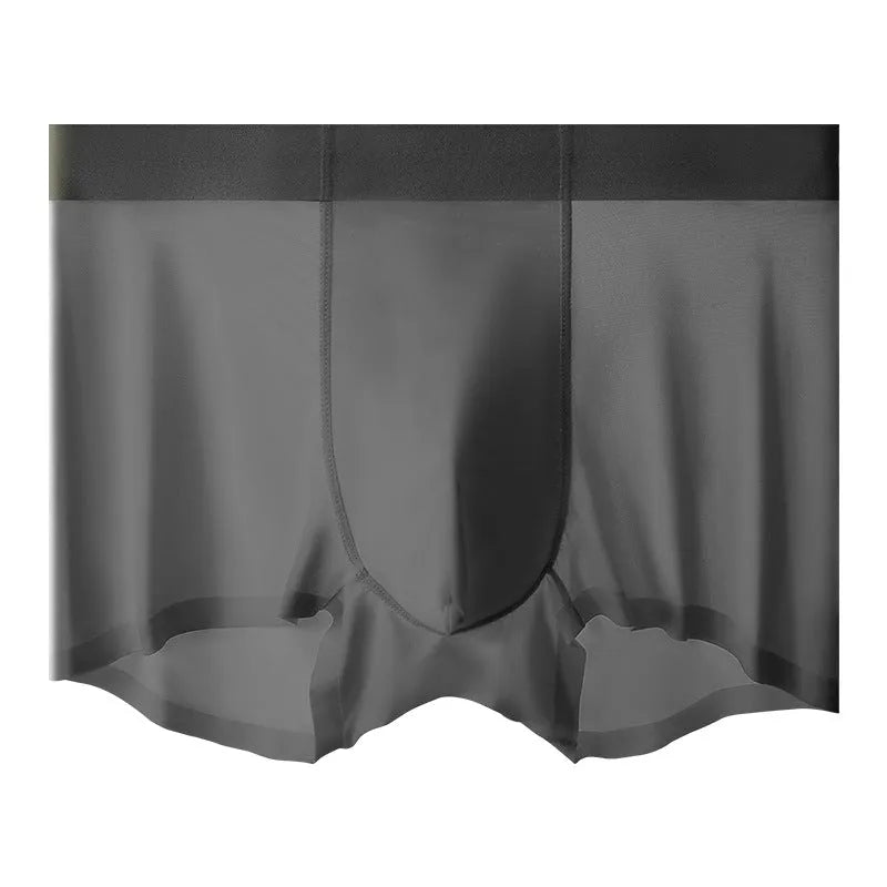 Men's bean green Ice Silk shorts with mid-waist fit and seamless design on a neutral background.