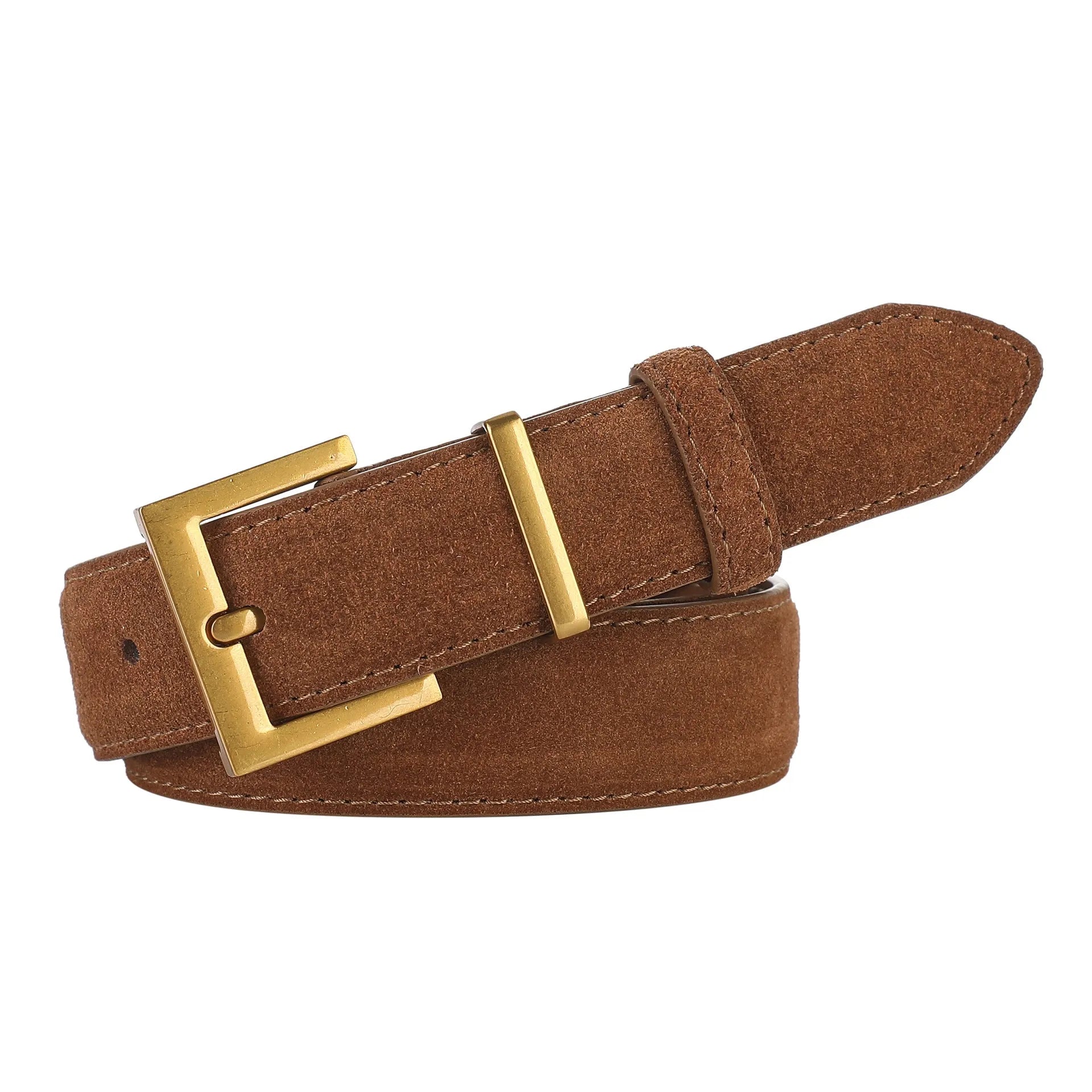 Ladies' genuine leather belt with quadrilateral pin buckle in black, 100cm length