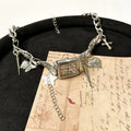 Dark multi-layer cross necklace with hemp pattern chain and adjustable 41-50cm length
