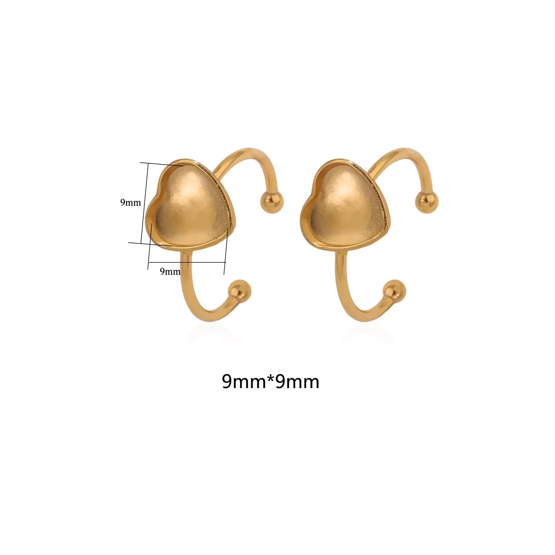 Golden electroplated stainless steel ring settings in various shapes and sizes with ring holder for DIY jewellery