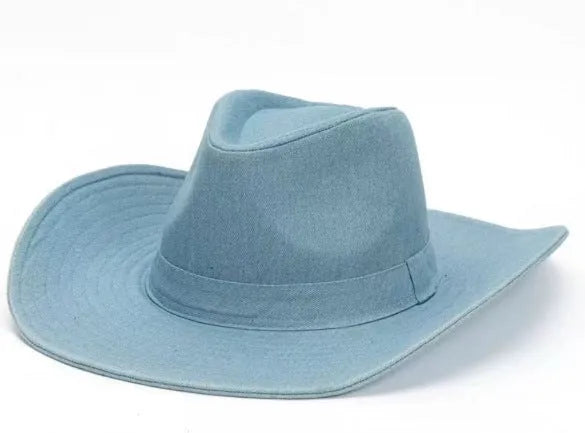 Brown leather velvet western cowboy hat with a curved brim and conical crown on a neutral background.