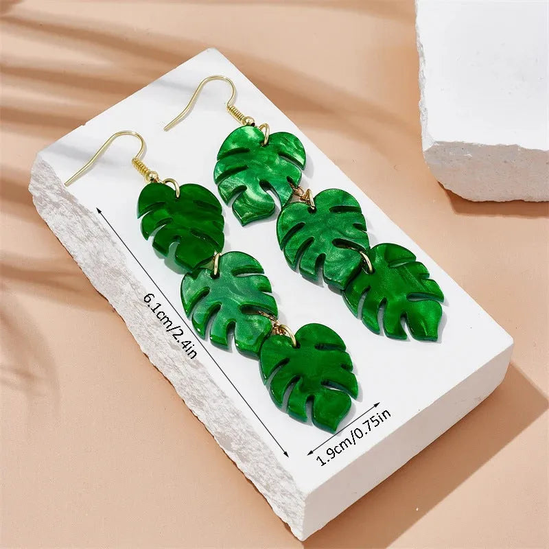 Acrylic coconut artocarpus heterophyllus drop earrings with alloy hooks in five style variations