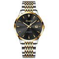 Men's automatic mechanical watch with stainless steel case and strap on simple dial