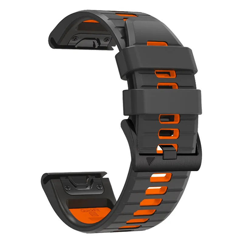 Two-colour quick release silicone strap for Garmin Fenix watch in Army Green Black