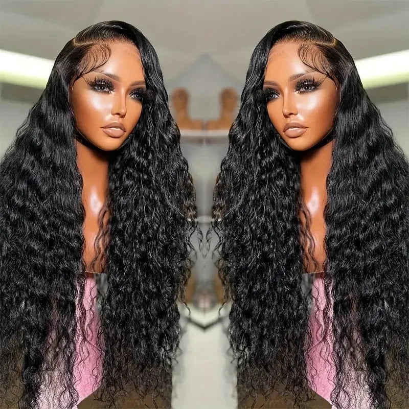 Black long curly lace wig with small roll wound tube afro style on a mannequin head.