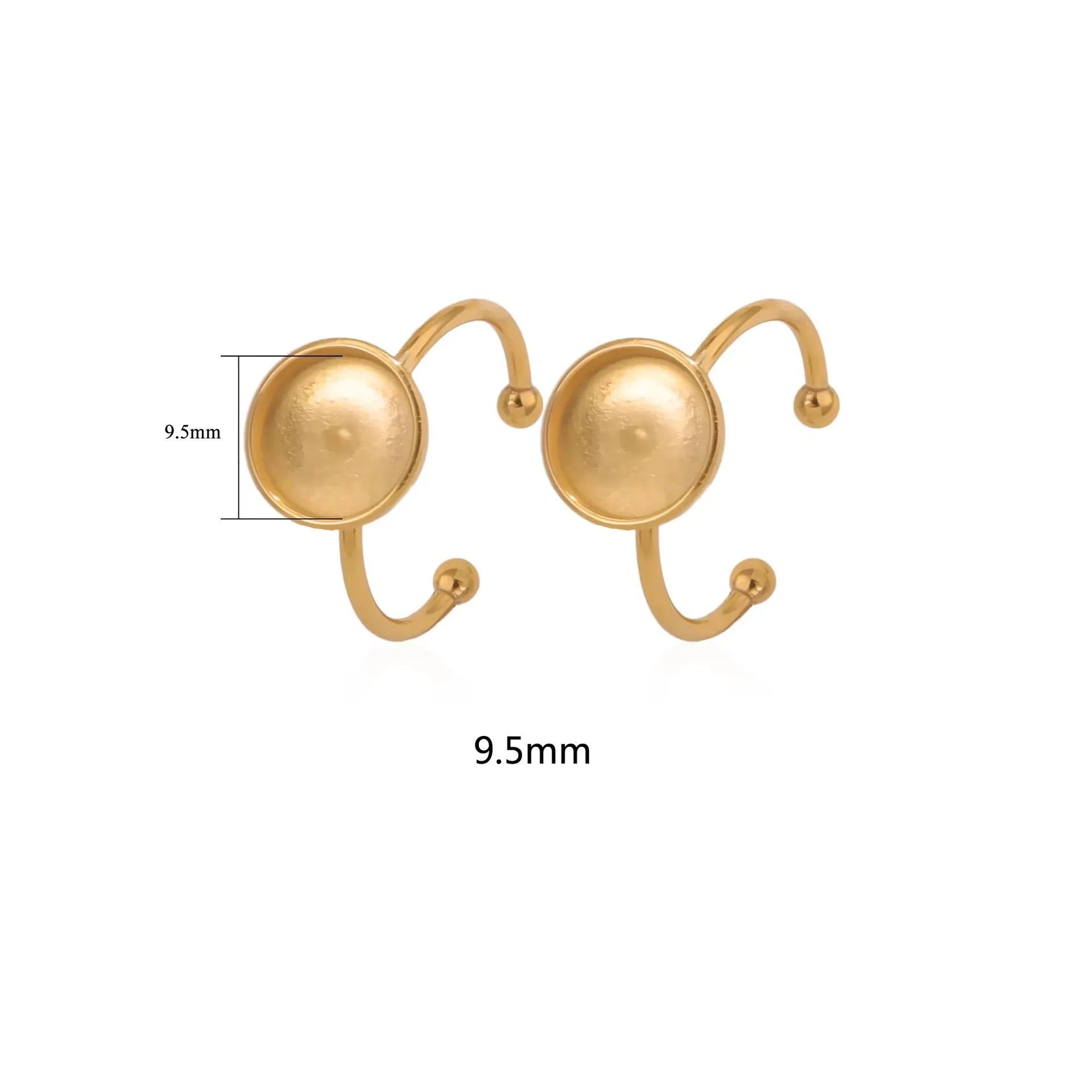 Golden electroplated stainless steel ring settings in various shapes and sizes with ring holder for DIY jewellery