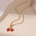 Strawberry necklace pendant in red or white gradient colour on alloy chain