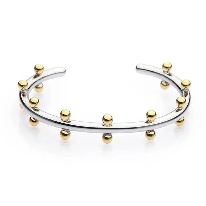 Stainless steel C-shaped personality texture rivet bean beads in gold, steel, and steel gold finishes for jewellery making