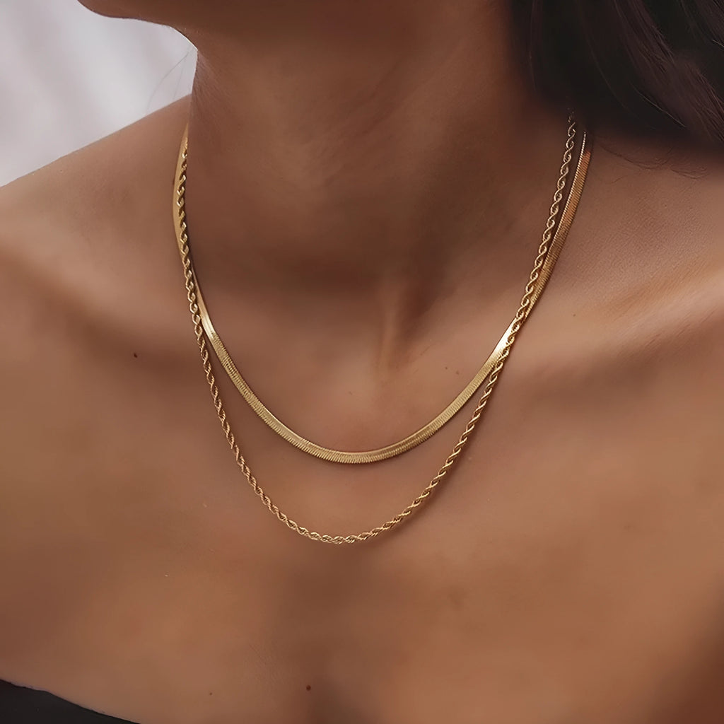 Retro geometric necklace with titanium steel pendant and adjustable snake bones chain