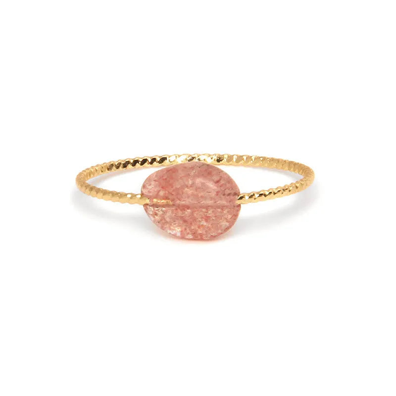 Geometric agate ring with polished cabochon stones in original niche design for women