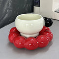 Nordic style ceramic coffee set with 250ml cup and matching dish in solid colour