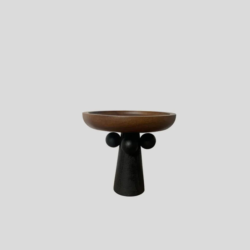 Nordic style round wooden tray with high legs for candle and aromatherapy display