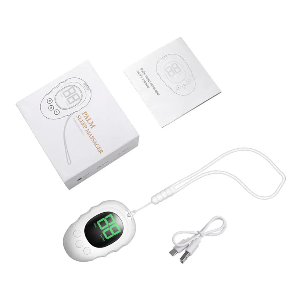 Silicone sleep aid hand grip device in black, green or white colour with rechargeable battery and remote control