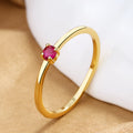 Copper geometric circle ring with single diamond for women in multiple colours and sizes