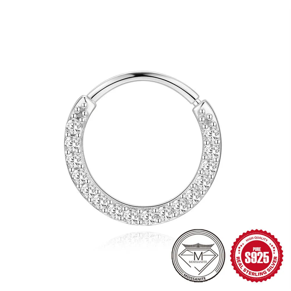 S925 sterling silver geometric stud earrings with petal diamond designs in platinum finish