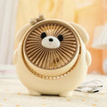 Cute dog-themed USB desktop electric fan on a desk, showing brown puppy colour variant.