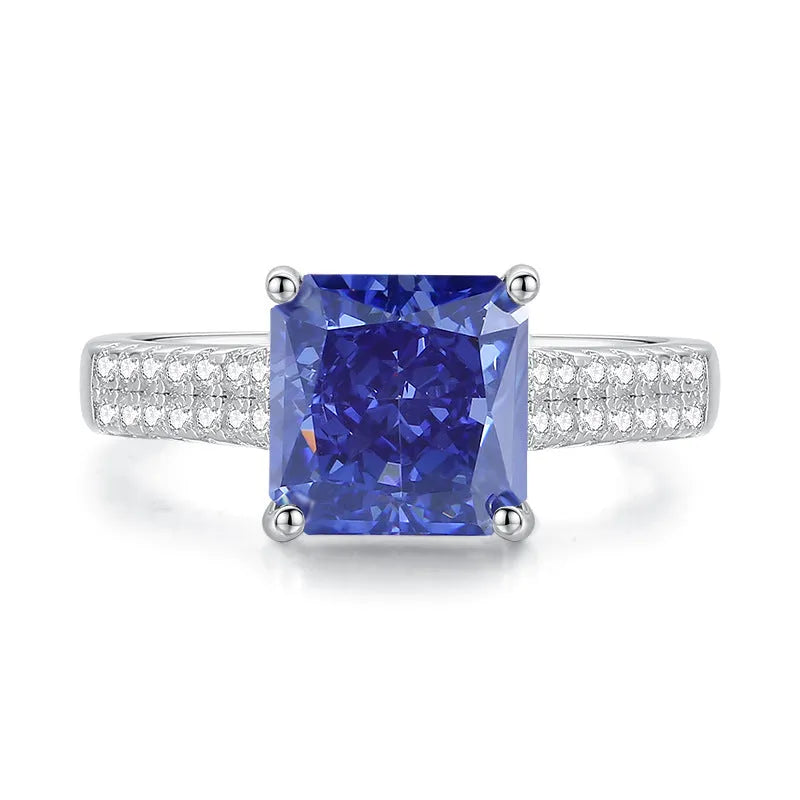 925 sterling silver heart ring with a faceted ice flower cut zircon stone.