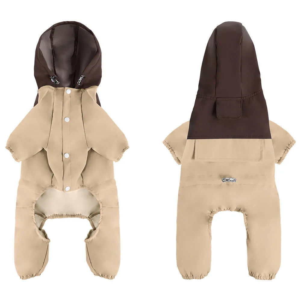 British style waterproof polyester dog jacket for small and medium breeds in Army Green