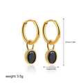 Women's oval zircon earrings in six colours with copper alloy setting and retro styling