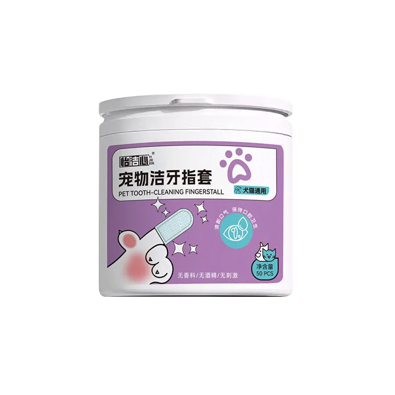 50 piece non-woven pet dental cleaning finger stall for cat and dog teeth