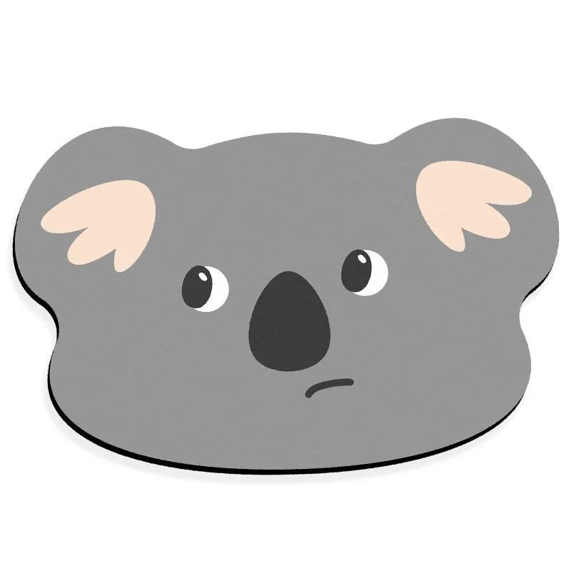 Cartoon animal diatomaceous earth absorbent non-slip bathroom mat in alien shape.