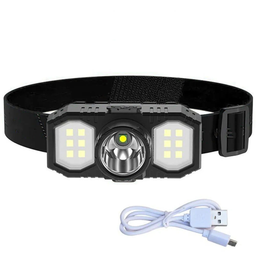 Mini USB rechargeable headlamp with strong 10W light and plastic construction