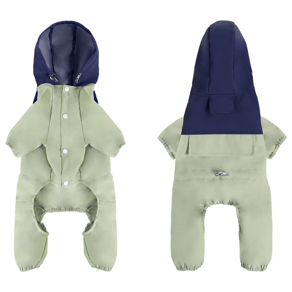 British style waterproof polyester dog jacket for small and medium breeds in Army Green