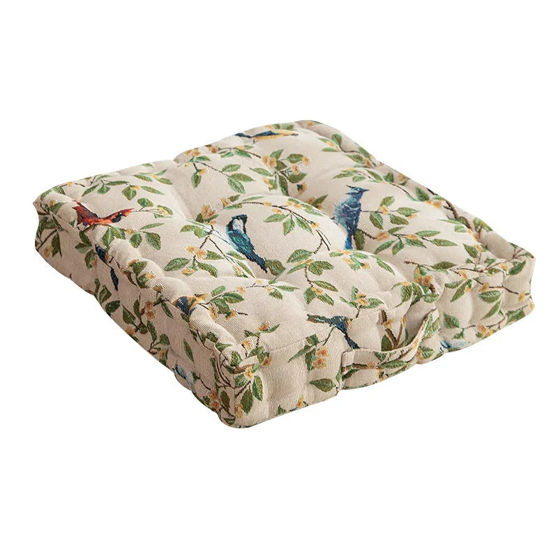 American floral pattern dining chair cushion measuring 40×40×8cm with thick PP cotton filling