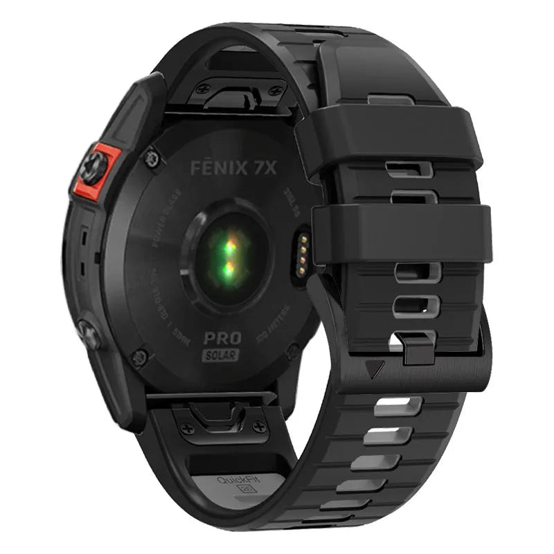 Two-colour quick release silicone strap for Garmin Fenix watch in Army Green Black