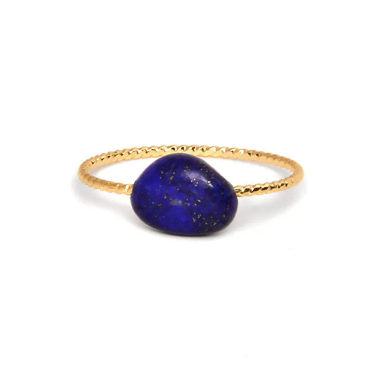 Geometric agate ring with polished cabochon stones in original niche design for women