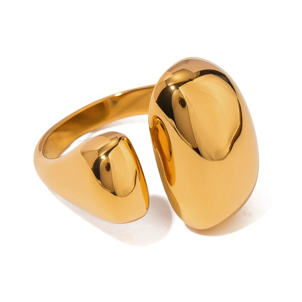 Stainless steel exaggerated geometric open ring with electroplated finish