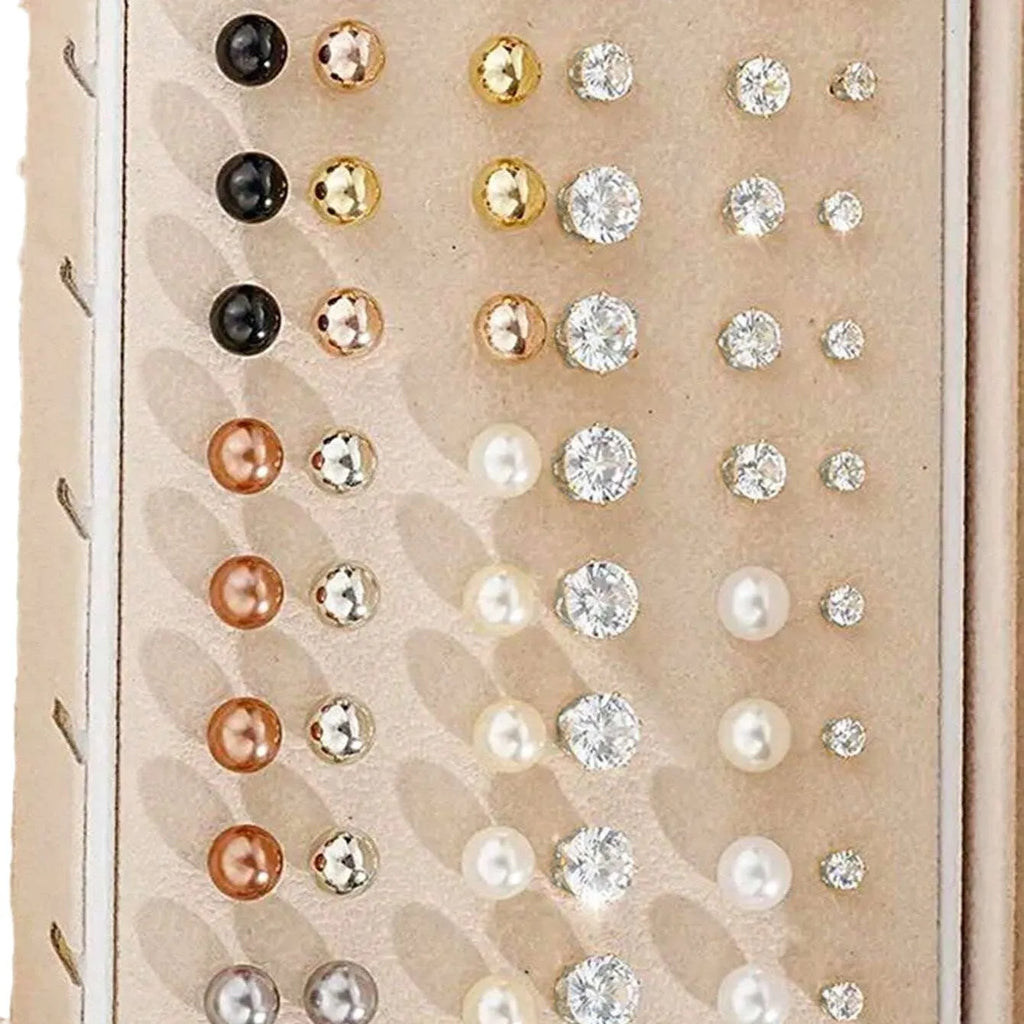 108-piece geometric pearl earrings set in gold and yellow electroplated alloy
