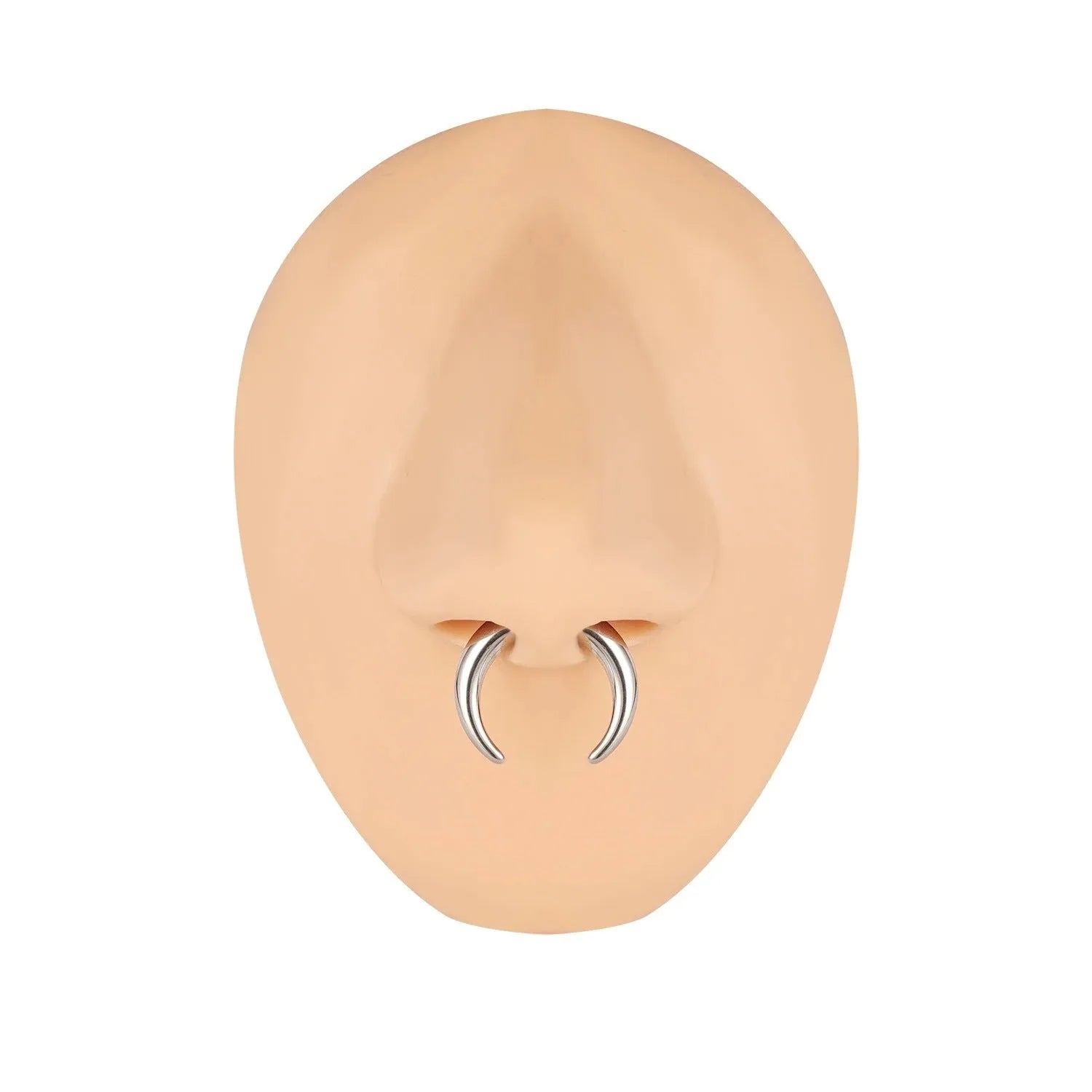 316 stainless steel C-shaped nose ring with buffalo horn design in black or steel colour.