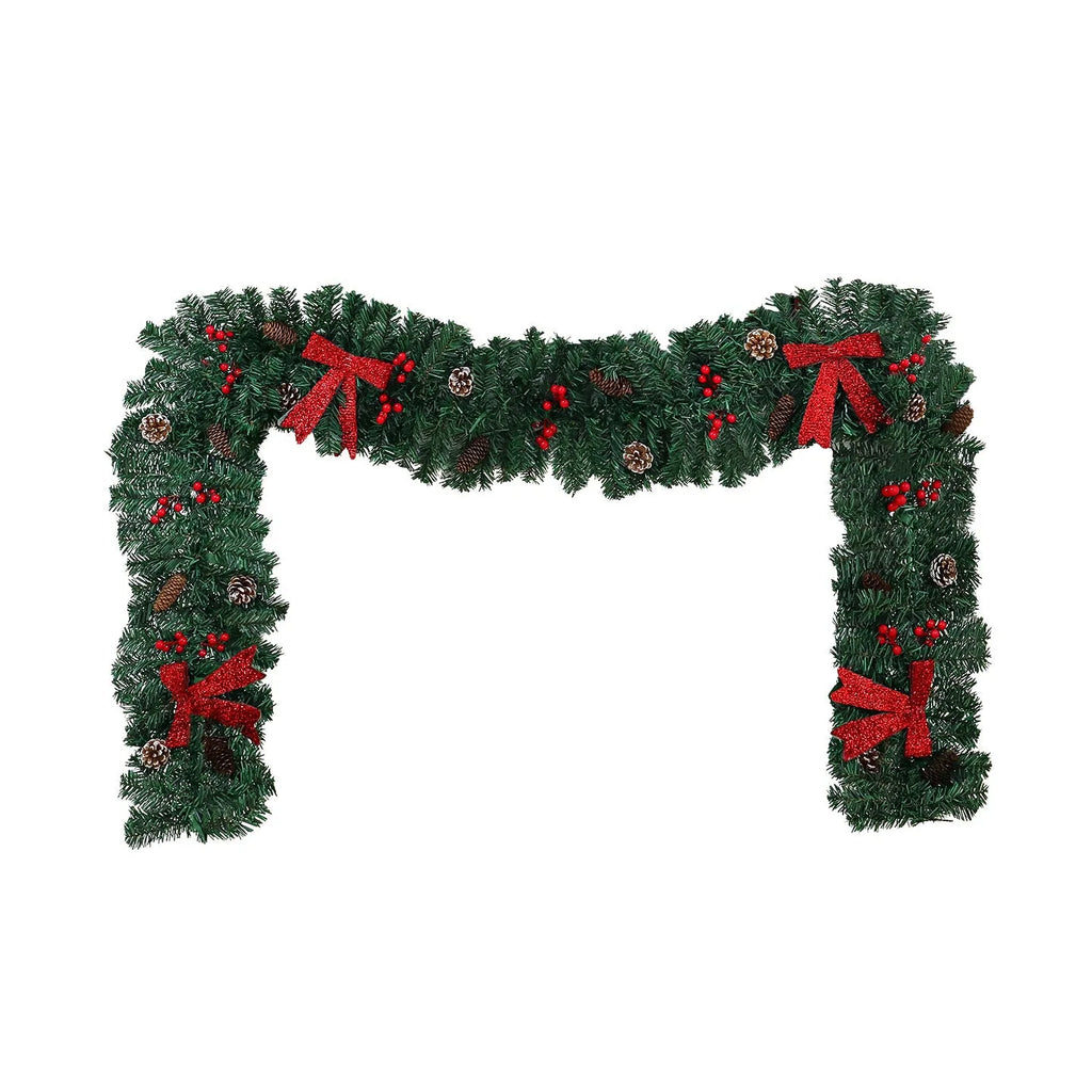 Christmas rattan decorative cane with pine cone bow in European style design